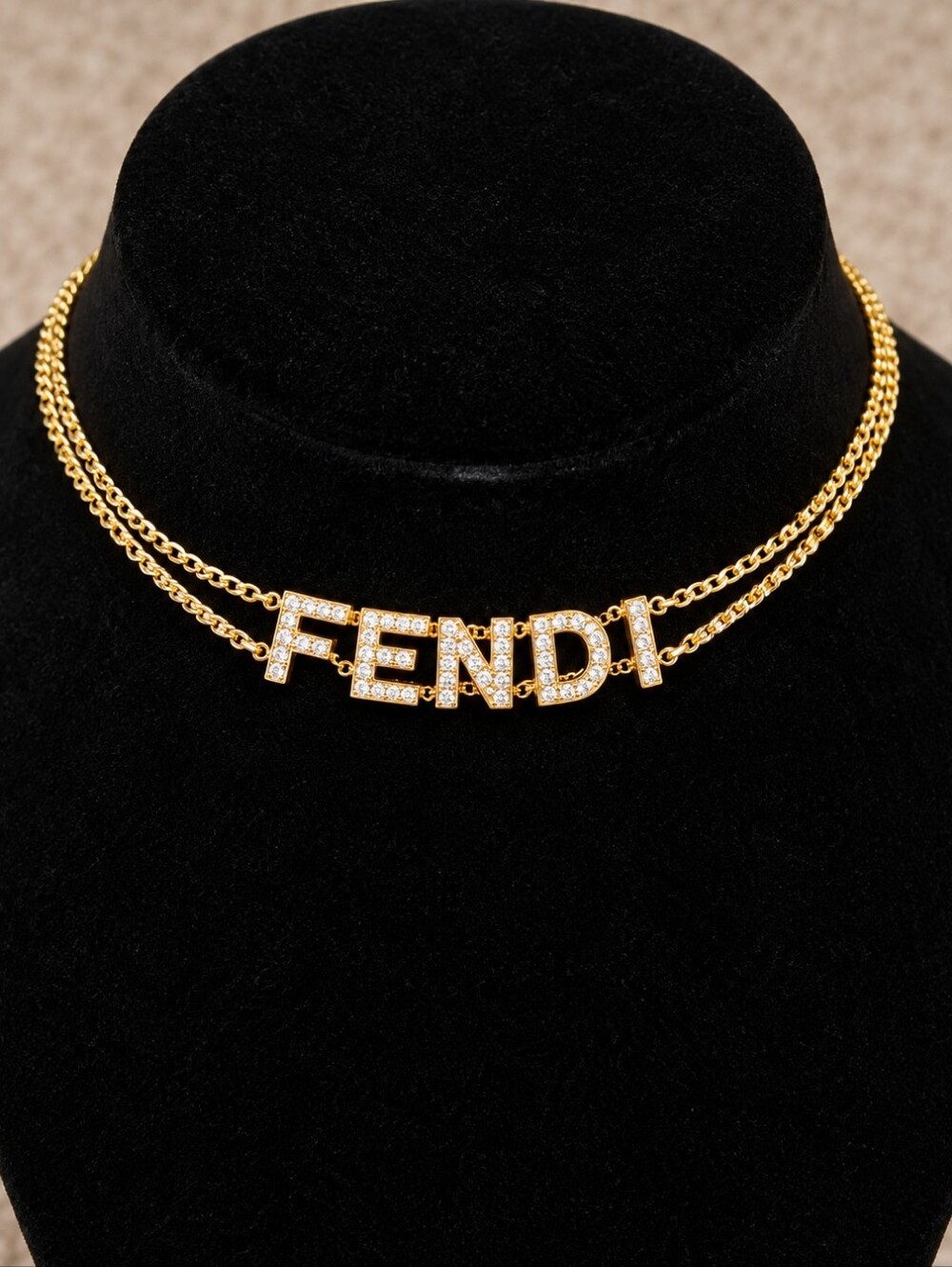 18kgp Gold 'FENDI' Letter Choker Necklace